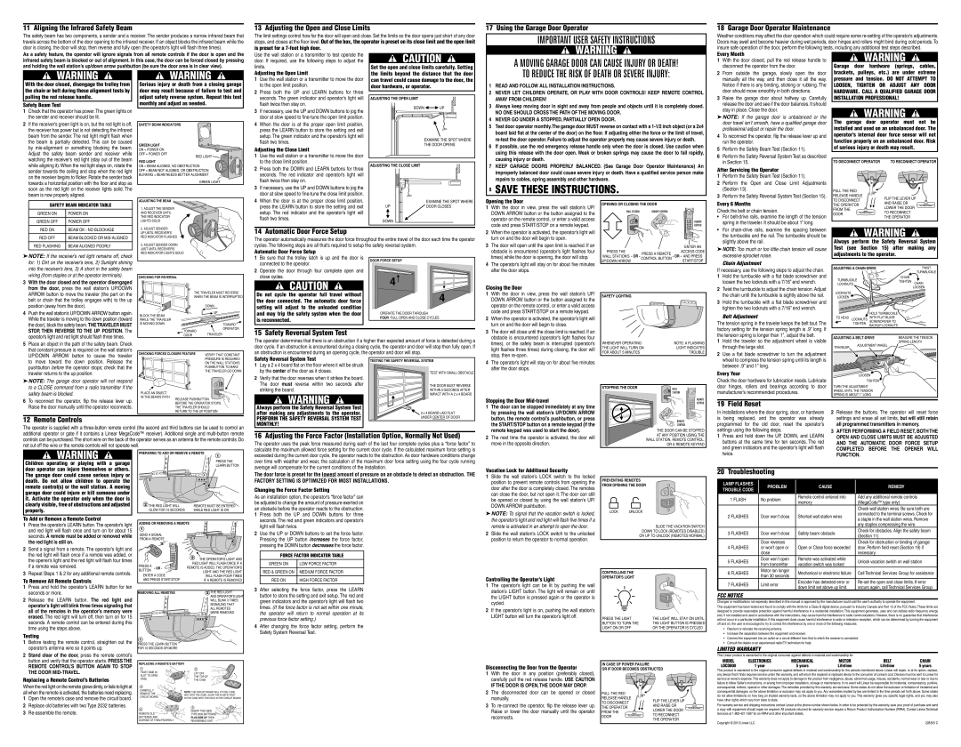 Linear LDCO800 installation instructions Warning , Caution , Save These Instructions 